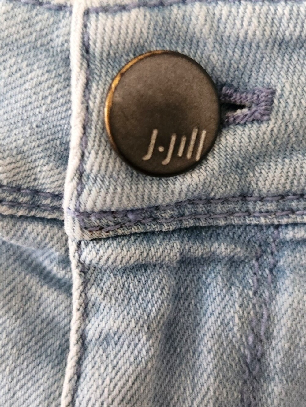 J Jill Blue Denim Cropped Cuffed Capris Stretch High-rise Zip Fly Cuffed Size 12 - Picture 7 of 16